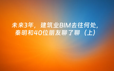 未来3年，建筑业BIM去往何处，秦明和40位朋友聊了聊（上）