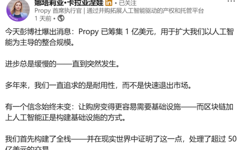 用AI+区块链做房产托管交易，拿到1亿美元，成交周期45天压缩到8天