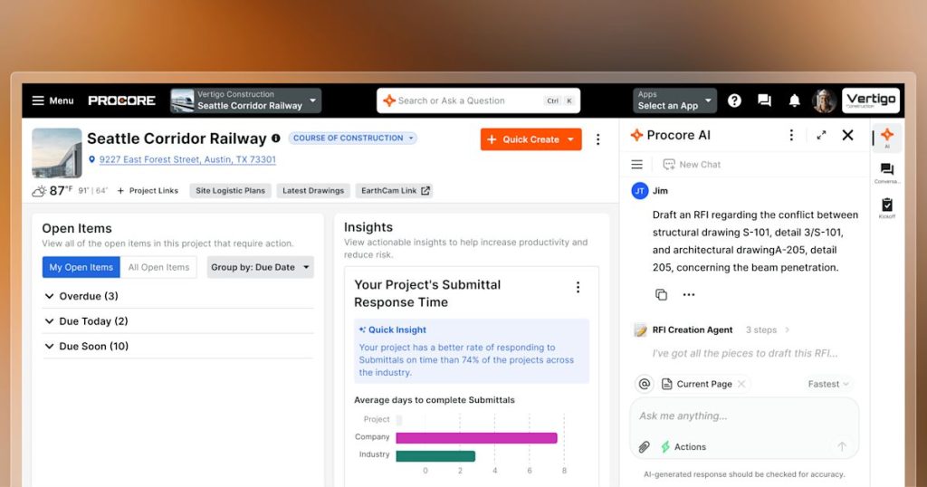 Procore推语音AI应用，工人开口就能查图纸，还要接进Meta眼镜